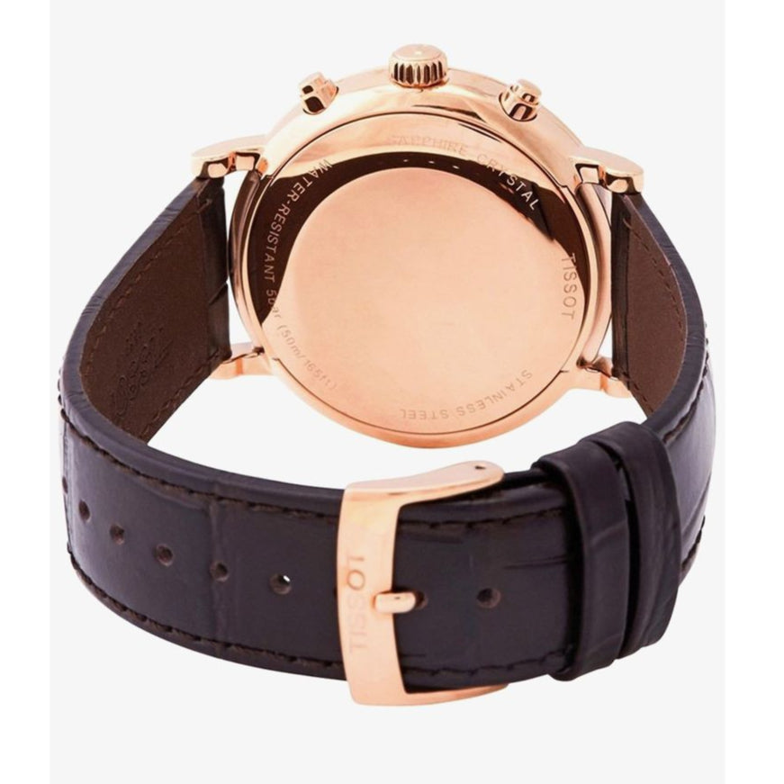 Tissot Carson Premium Chronograph White Dial Brown Leather Strap Watch For Men - T122.417.36.011.00 Buy Now By Tissot