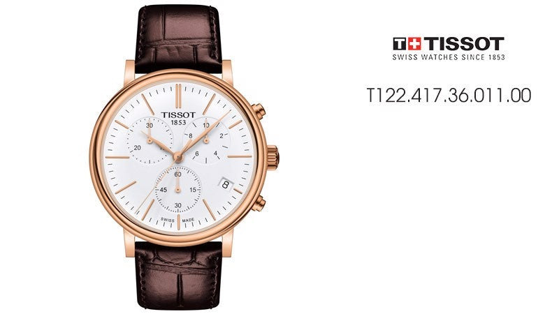 Tissot Carson Premium Chronograph White Dial Brown Leather Strap Watch For Men - T122.417.36.011.00 Buy Now By Tissot
