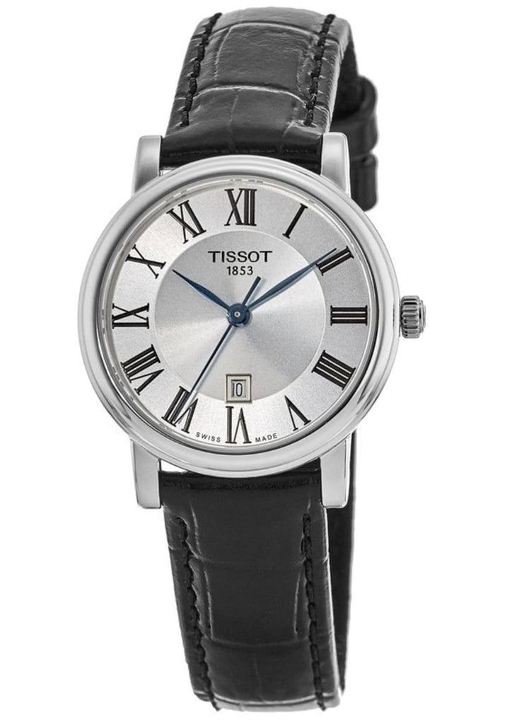 Tissot Carson Premium Lady Silver Dial Black Leather Strap Watch For Women - T122.210.16.033.00 Buy Now By Tissot