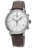 Tissot Carson Premium Chronograph White Dial Brown Leather Strap Watch For Men - T122.417.16.011.00 Buy Now By Tissot