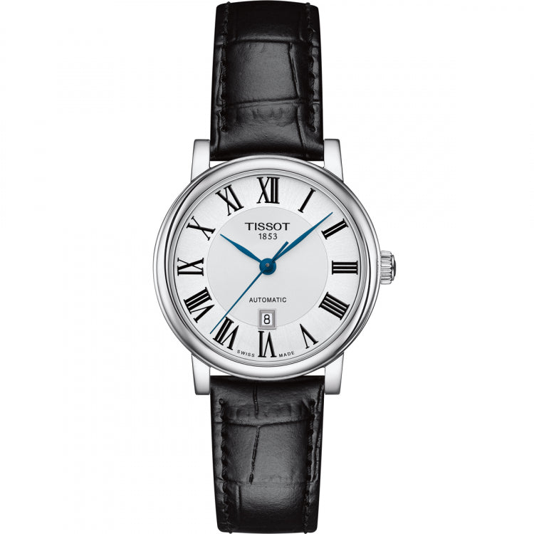 Tissot Carson Premium Automatic Lady Silver Dial Black Leather Strap Watch for Women - T122.207.16.033.00 Buy Now By Tissot