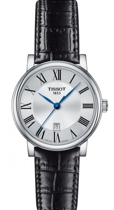 Tissot Carson Premium Lady Silver Dial Black Leather Strap Watch For Women - T122.210.16.033.00 Buy Now By Tissot