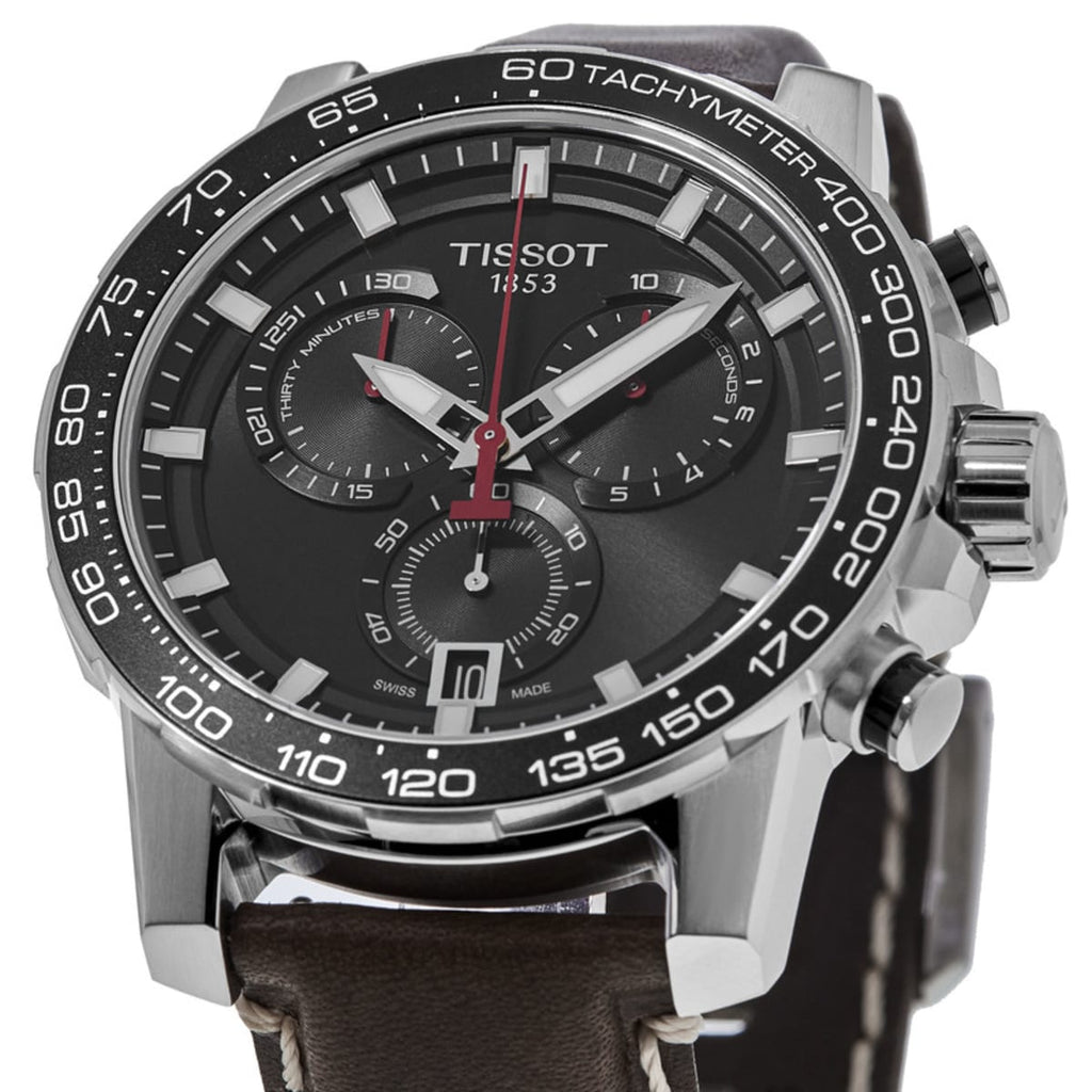 Tissot Supersport Chrono Black Dial Brown Leather Strap Watch for Men - T125.617.16.051.01 Buy Now By Tissot