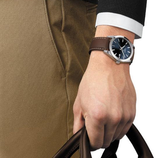 Tissot Gentleman Blue Dial Brown Leather Strap Watch For Men - T127.410.16.041.00 Buy Now By Tissot