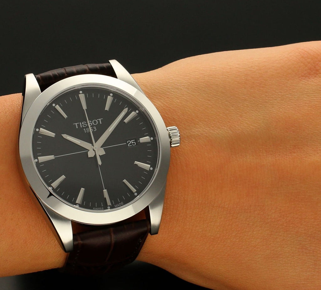 Tissot Gentlemen Black Dial Brown Leather Strap Watch for Men - T127.410.16.051.01 Buy Now By Tissot