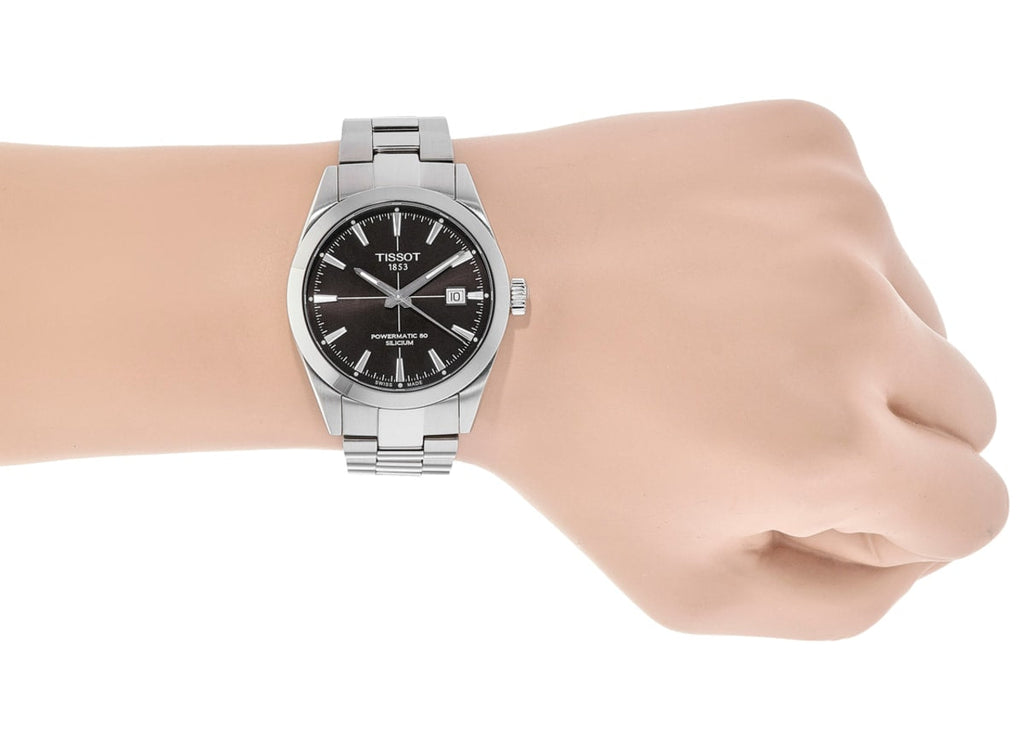Tissot Gentleman Powermatic 80 Silicium Black Dial Silver Steel Strap Watch For Men - T127.407.11.061.01 Buy Now By Tissot