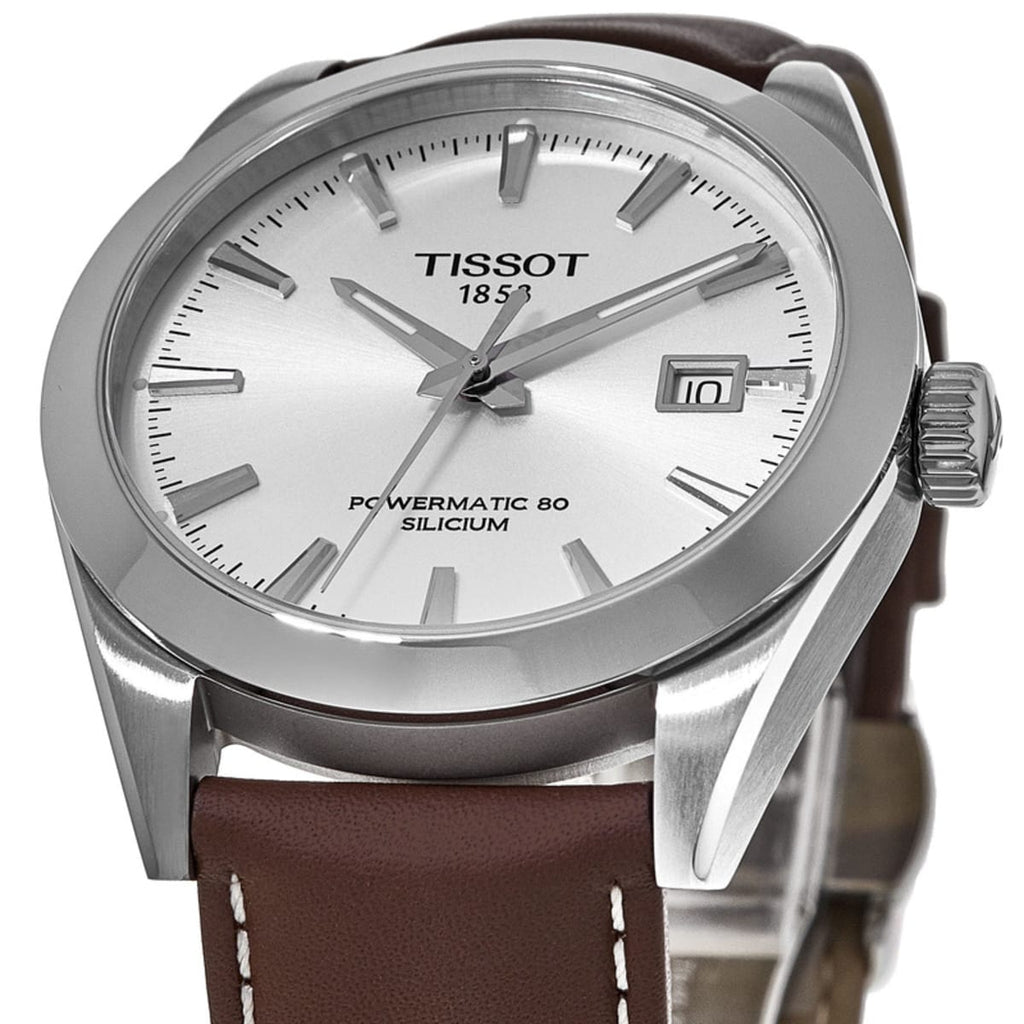 Tissot Gentleman Powermatic 80 Silicium Silver Dial Brown Leather Strap Watch For Men - T127.407.16.031.00 Buy Now By Tissot