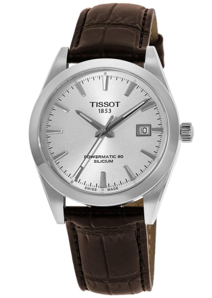 Tissot Gentleman Powermatic 80 Silicium Silver Dial Brown Leather Strap Watch For Men - T127.407.16.031.01 Buy Now By Tissot