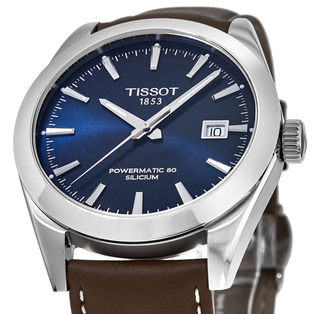 Tissot Gentleman Powermatic 80 Silicium Blue Dial Brown Leather Strap Watch For Men - T127.407.16.041.00 Buy Now By Tissot