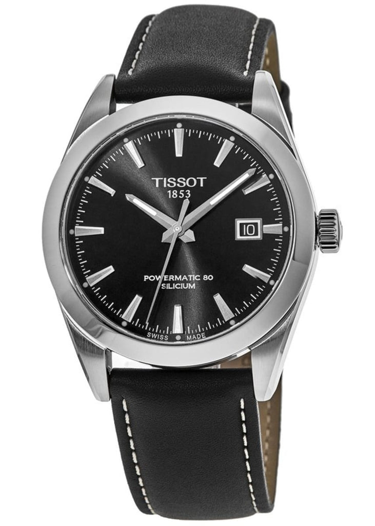 Tissot Gentleman Powermatic 80 Silicium Black Dial Black Leather Strap Watch For Men - T127.407.16.051.00 Buy Now By Tissot