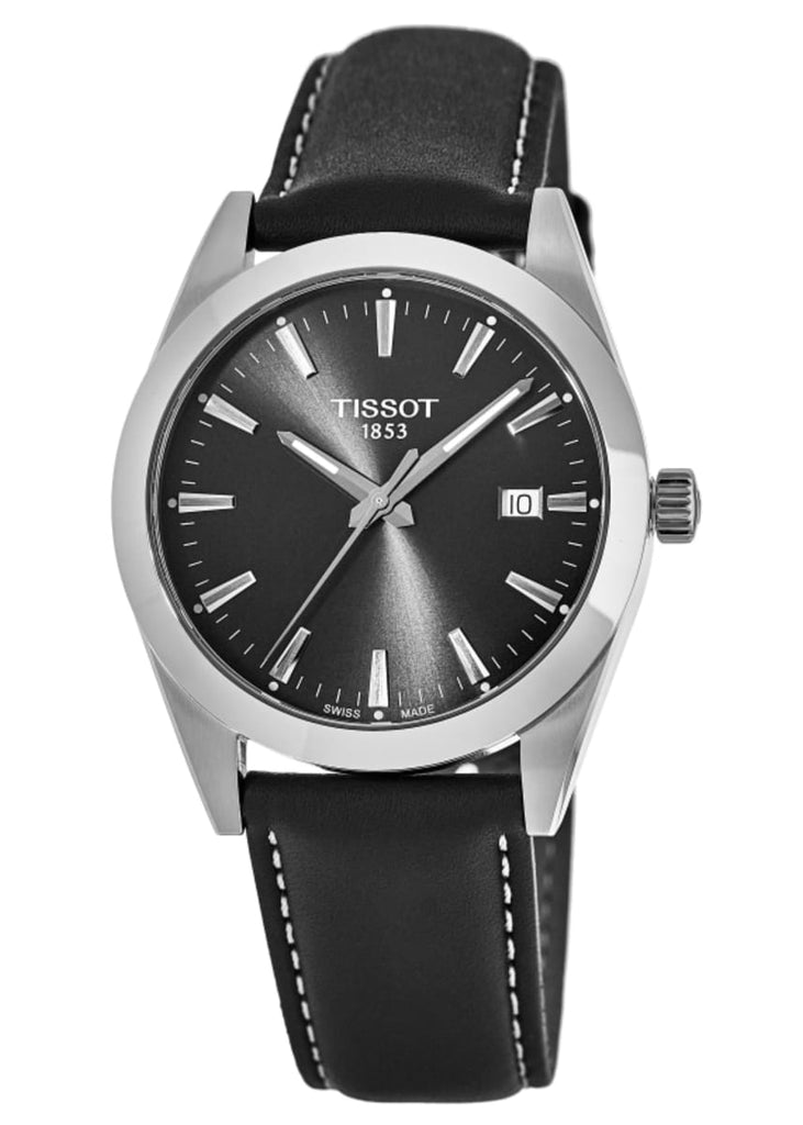Tissot Gentleman Black Dial Black Leather Strap Watch For Men - T127.410.16.051.00 Buy Now By Tissot