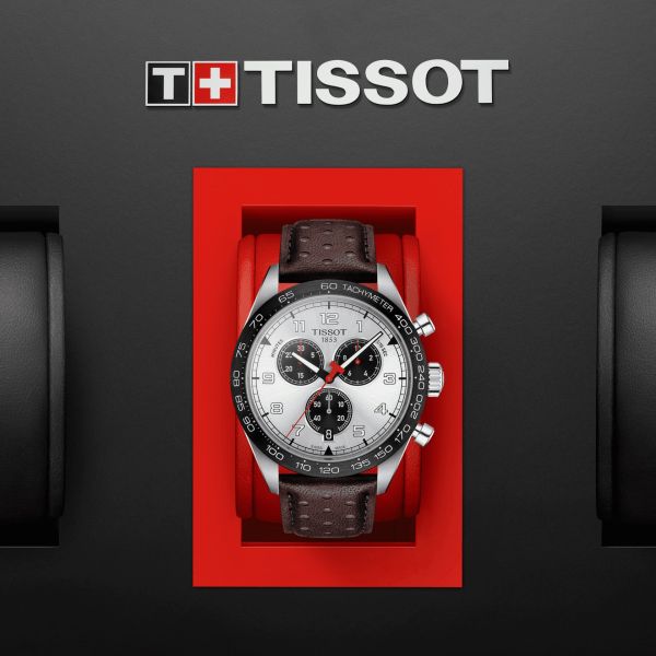 Tissot T Sport PRS 516 Chronograph Silver Dial Brown Leather Strap Watch for Men - T131.617.16.032.00 Buy Now By Tissot