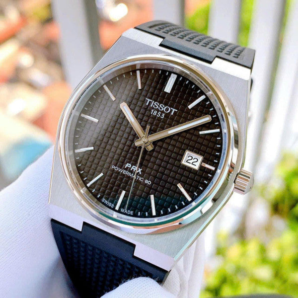 Tissot PRX Powermatic 80 Black Dial Black Rubber Strap Watch for Men - T137.407.17.051.00