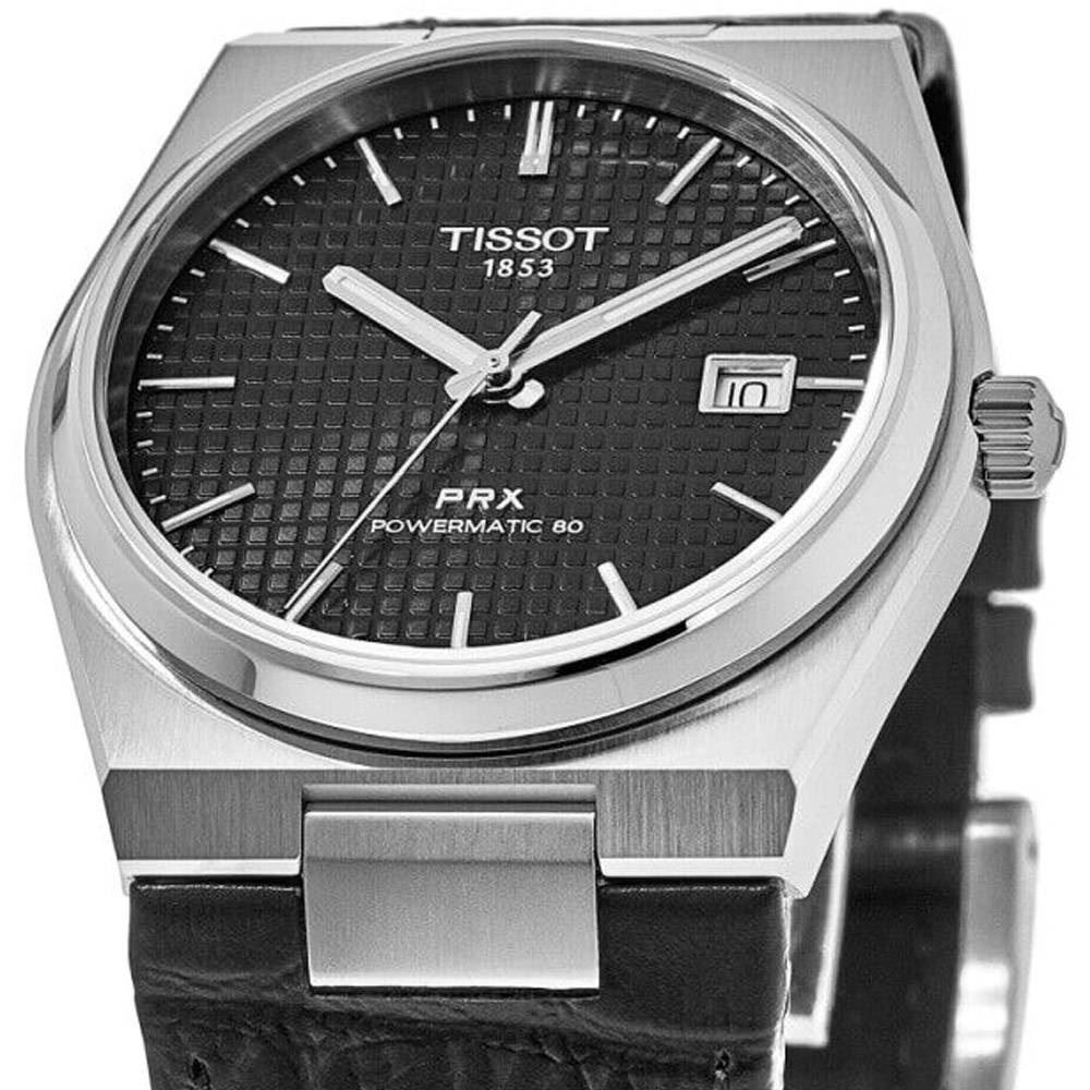 Tissot PRX Powermatic 80 Black Dial Black Leather Strap Watch for Men - T137.407.16.051.00 Buy Now By Tissot