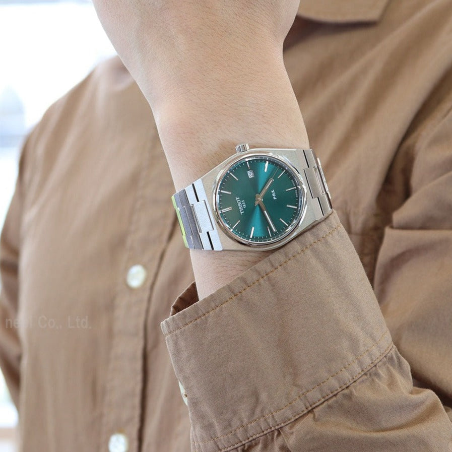 Tissot PRX Green Dial Silver Steel Strap Watch For Men - T137.410.11.091.00 Buy Now By Tissot
