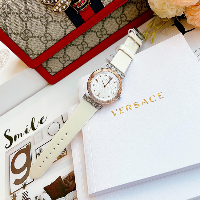 Versace Greca White Dial White Leather Strap Watch for Women - VELW00120 Buy Now By Versace