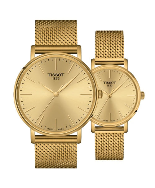 Tissot Everytime Lady Gold Dial Gold Mesh Bracelet Watch for Women - T143.210.33.021.00 Buy Now By Tissot