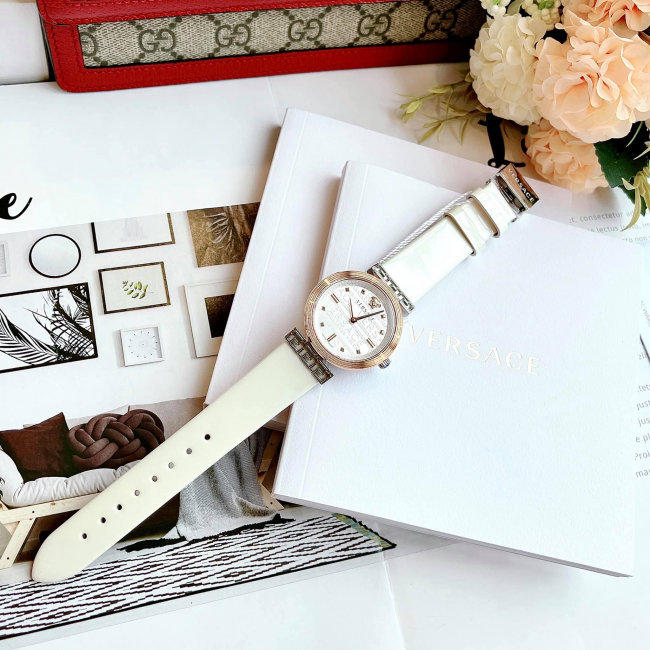 Versace Greca White Dial White Leather Strap Watch for Women - VELW00120 Buy Now By Versace