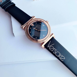Versace V-Motif Vintage Logo Black Dial Black Leather Strap Watch for Women - VERE00818 Buy Now By Versace