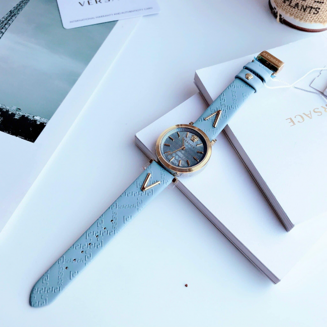 Versace V-Twist Blue Dial Blue Leather Strap Watch for Women - VELS00319 Buy Now By Versace