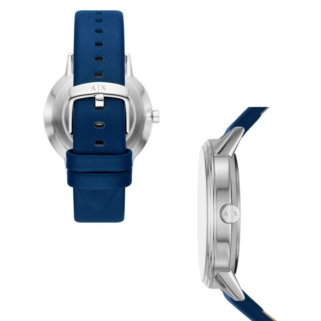 Armani Exchange Cayde Chronograph Blue Dial Blue Leather Strap Watch for Men - AX2746 Buy Now By Armani Exchange