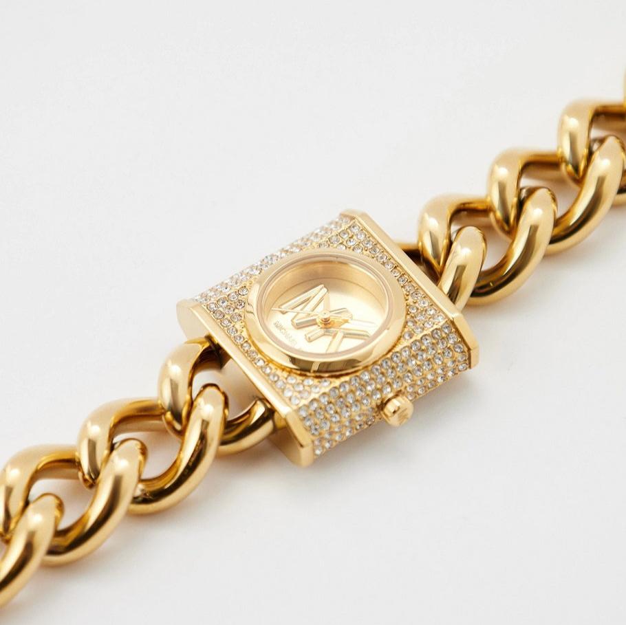 Michael Kors Chain Lock Pave Gold Dial Gold Steel Strap Watch For Women - MK4711 Buy Now By Michael Kors