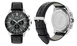 Hugo Boss Ikon Grey Dial Black Leather Strap Watch for Men - 1513177 Buy Now By Hugo Boss