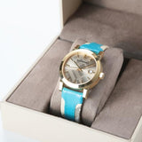 Burberry Heritage Gold Dial Blue Leather Strap Watch for Women - BU9112 Buy Now By Burberry