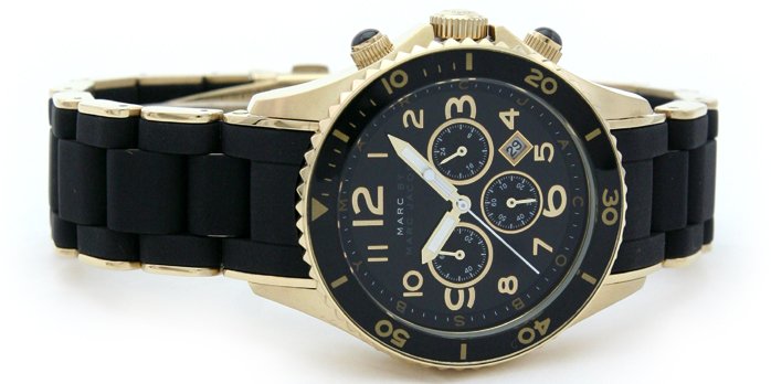 Marc Jacobs Rock Chronograph Black Dial Black Silicone Strap Watch for Women - MBM2552 Buy Now By Marc Jacobs