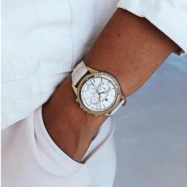 Tommy Hilfiger Ari Diamonds White Dial Cream Leather Strap Watch for Women - 1781982 Buy Now By Tommy Hilfiger