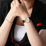 Calvin Klein City White & Gold Dial Brown Leather Strap Watch For Women - K2G23620 Buy Now By Calvin Klein