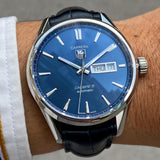 Tag Heuer Carrera Calibre 5 Automatic Blue Dial Blue Leather Strap Watch for Men - WAR201E.FC6292 Buy Now By Tag Heuer