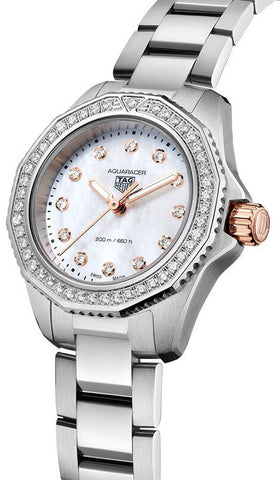 Tag Heuer Aquaracer Professional 200 Quartz Diamonds Mother of Pearl Dial Silver Steel Strap Watch for Women - WBP1451.BA0622 Buy Now By Tag Heuer