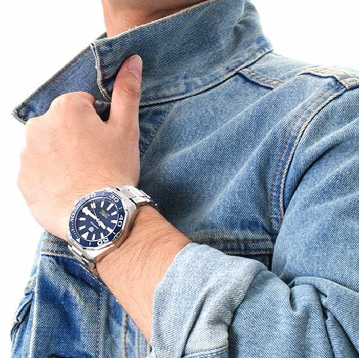 Tag Heuer Aquaracer Calibre 5 Blue Dial Silver Steel Strap Watch for Men - WAY201B.BA0927 Buy Now By Tag Heuer