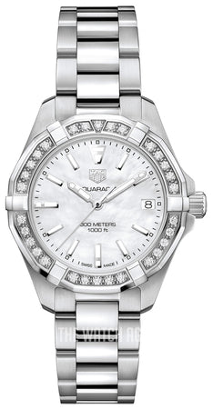 Tag Heuer Aquaracer Diamonds Mother of Pearl Dial Silver Steel Strap Watch for Women - WBD1313.BA0740 Buy Now By Tag Heuer
