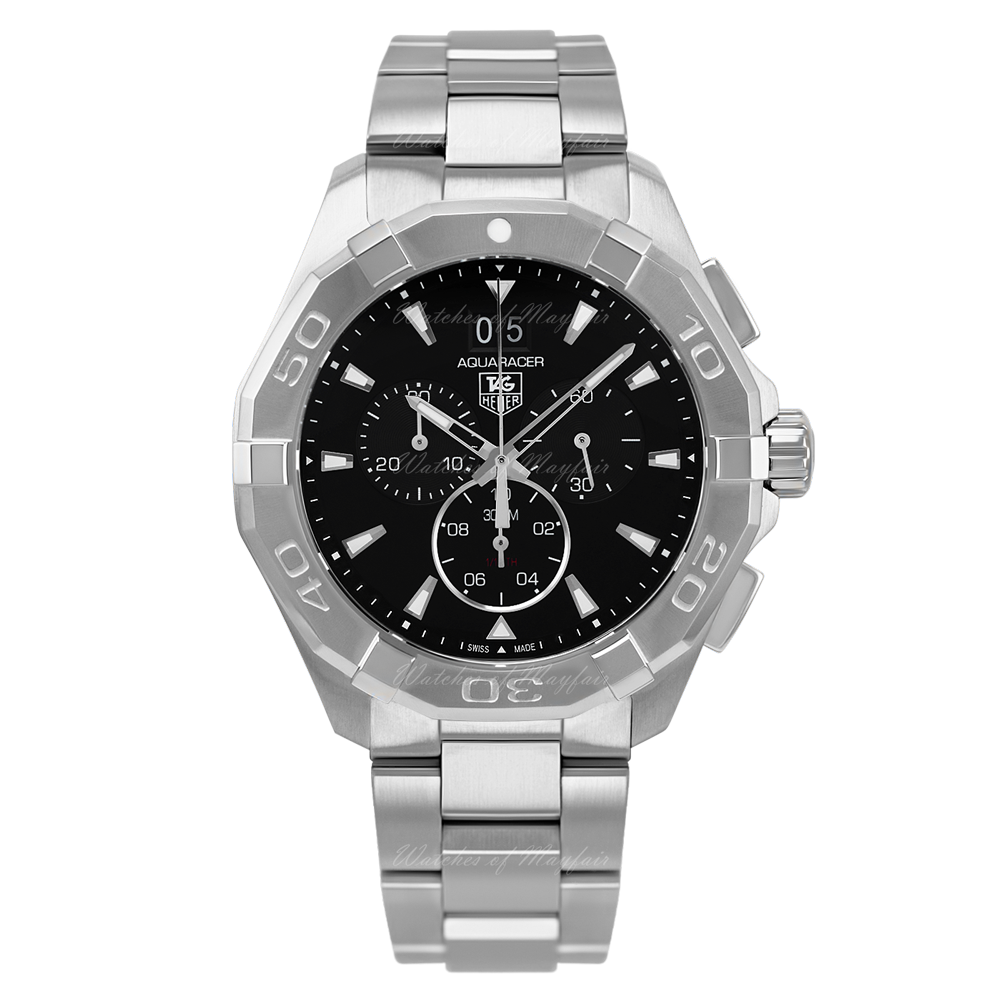 Tag Heuer Aquaracer Chronograph Black Dial Silver Steel Strap Watch for Men - CAY1110.BA0927 Buy Now By Tag Heuer