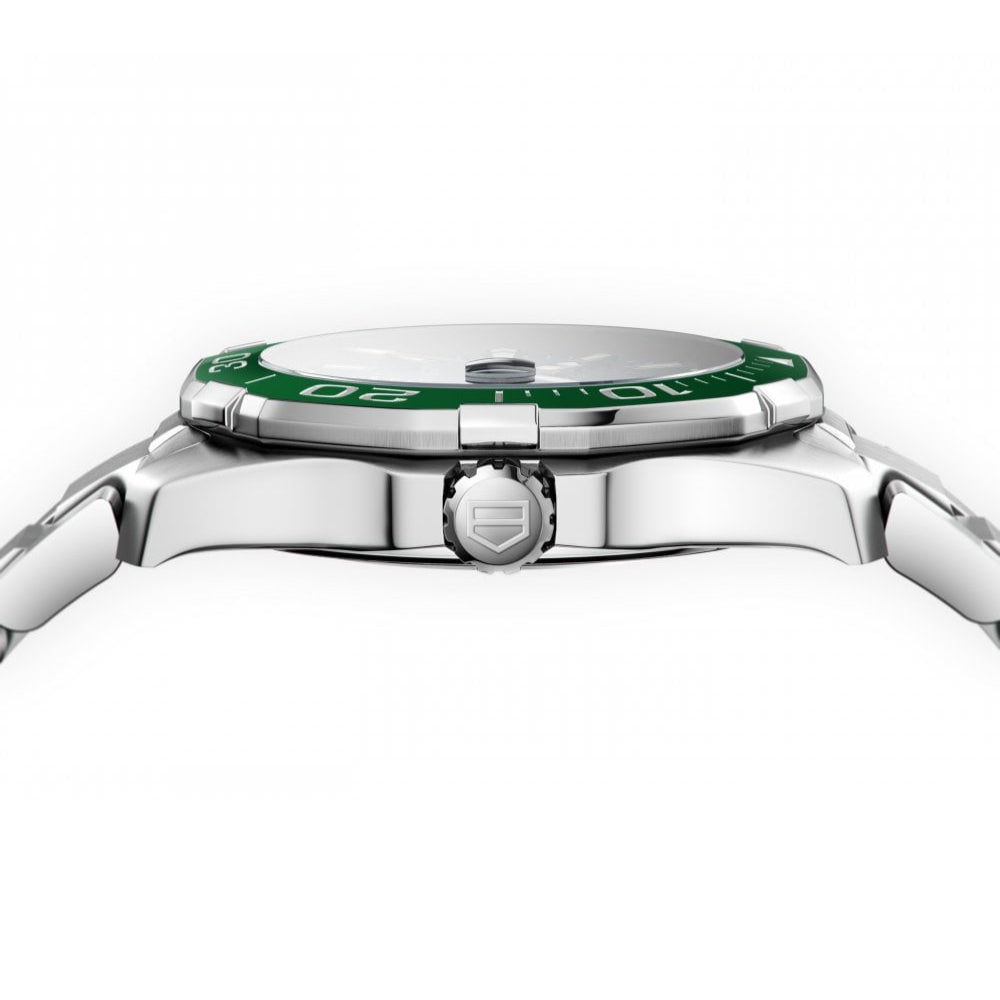 Tag Heuer Aquaracer Calibre 5 Green Dial Silver Steel Strap Watch for Men - WAY201S.BA0927 Buy Now By Tag Heuer