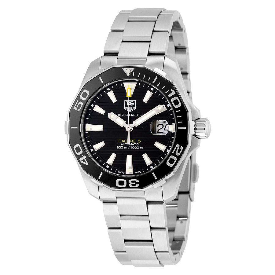 Tag Heuer Aquaracer Automatic Black Dial Silver Steel Strap Watch for Men - WAY211A.BA0928 Buy Now By Tag Heuer