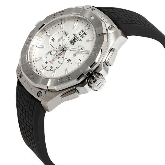 Tag Heuer Aquaracer Chronograph White Dial Black Rubber Strap Watch for Men - CAY1111.FT6041 Buy Now By Tag Heuer