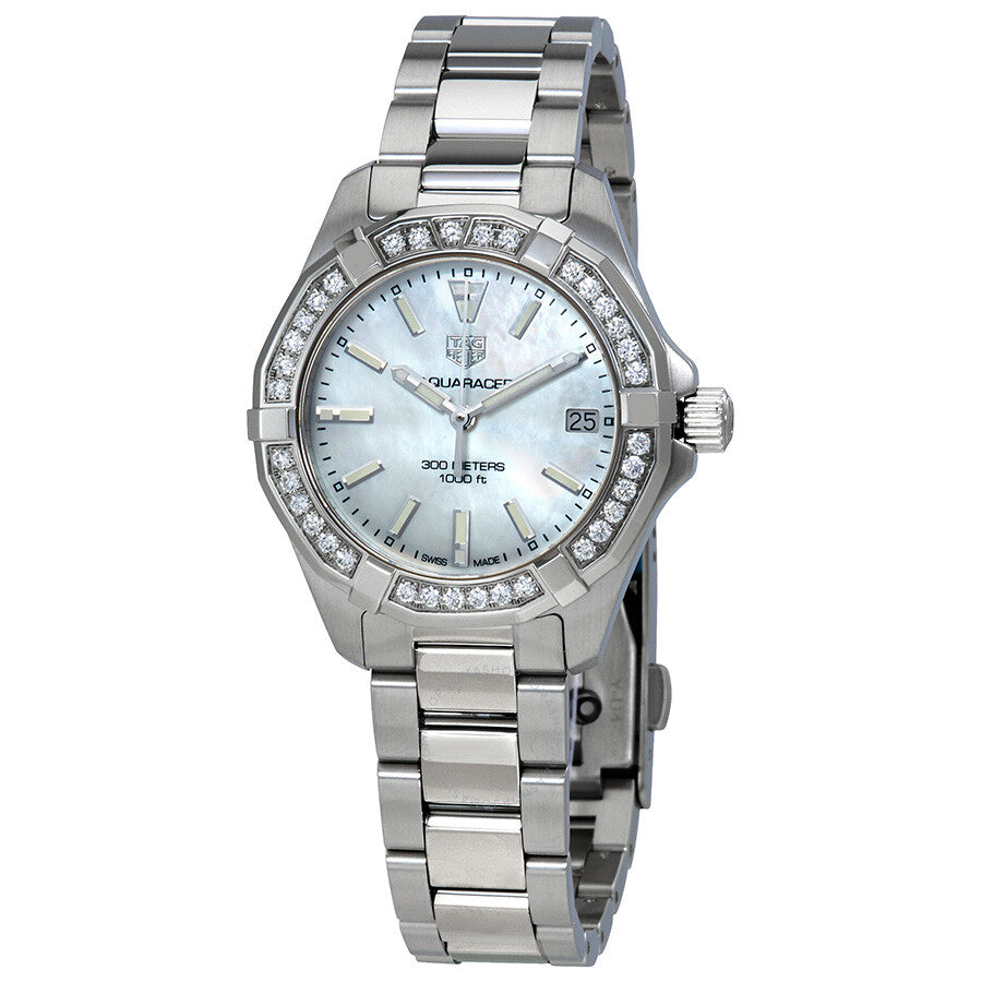 Tag Heuer Aquaracer Diamonds Mother of Pearl Dial Silver Steel Strap Watch for Women - WBD1313.BA0740 Buy Now By Tag Heuer