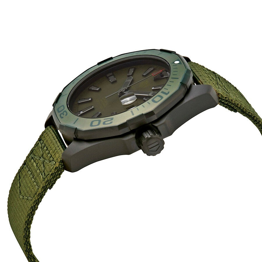 Tag Heuer Aquaracer Automatic Green Dial Khakhi Green Nylon Strap Watch for Men - WAY208E.FC8222 Buy Now By Tag Heuer