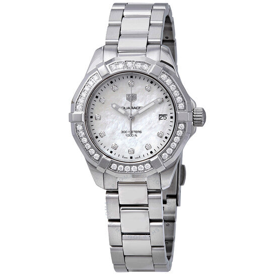 Tag Heuer Aquaracer Diamonds Mother of Pearl White Dial Silver Steel Strap Watch for Women - WBD131C.BA0748 Buy Now By Tag Heuer