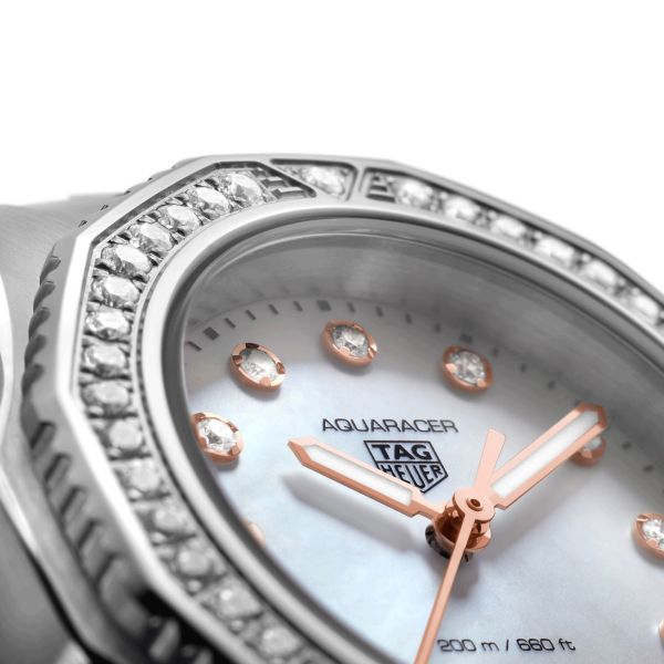 Tag Heuer Aquaracer Professional 200 Quartz Diamonds Mother of Pearl Dial Silver Steel Strap Watch for Women - WBP1451.BA0622 Buy Now By Tag Heuer