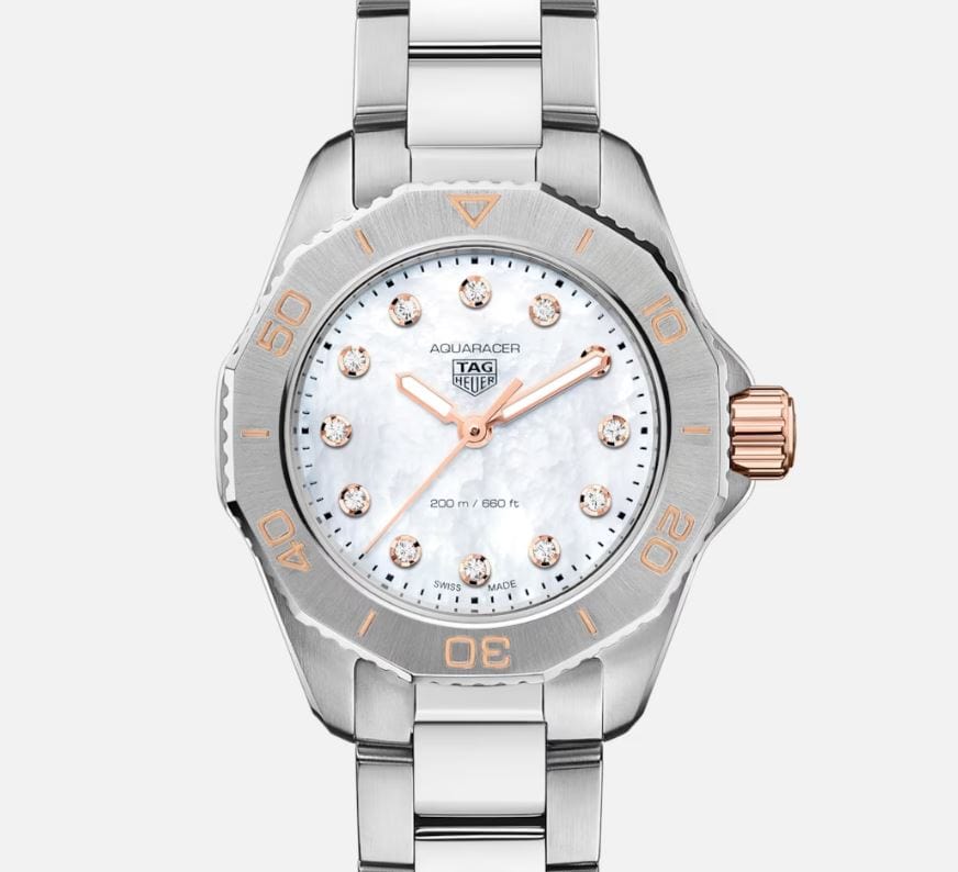 Tag Heuer Aquaracer Professional 200 Quartz Diamonds White Dial Silver Steel Strap Watch for Women - WBP1450.BA0622 Buy Now By Tag Heuer