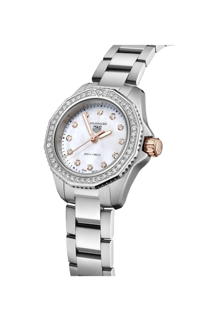 Tag Heuer Aquaracer Professional 200 Quartz Diamonds Mother of Pearl Dial Silver Steel Strap Watch for Women - WBP1451.BA0622 Buy Now By Tag Heuer