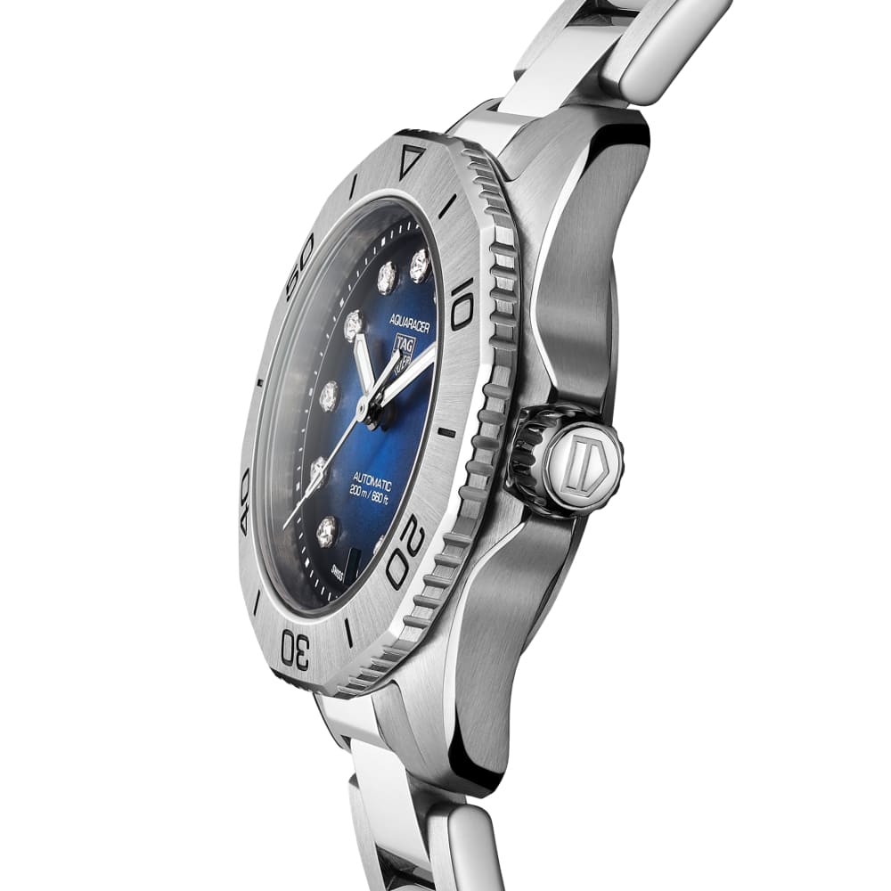 Tag Heuer Aquaracer Professional 200 Automatic Diamond Blue Dial Silver Steel Strap Watch for Women - WBP2411.BA0622 Buy Now By Tag Heuer