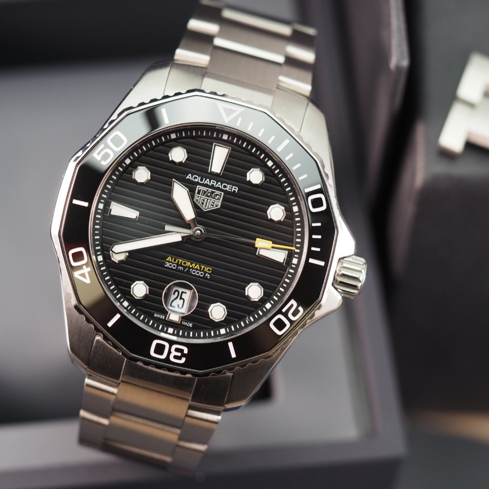 Tag Heuer Aquaracer Professional 300 Automatic Black Dial Silver Steel Strap Watch for Men - WBP201A.BA0632