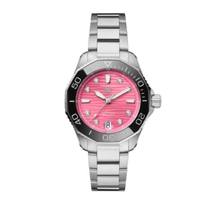 Tag Heuer Aquaracer Professional 300 Automatic Diamonds Pink Dial Silver Steel Strap Watch for Women - WBP231J.BA0618 Buy Now By Tag Heuer