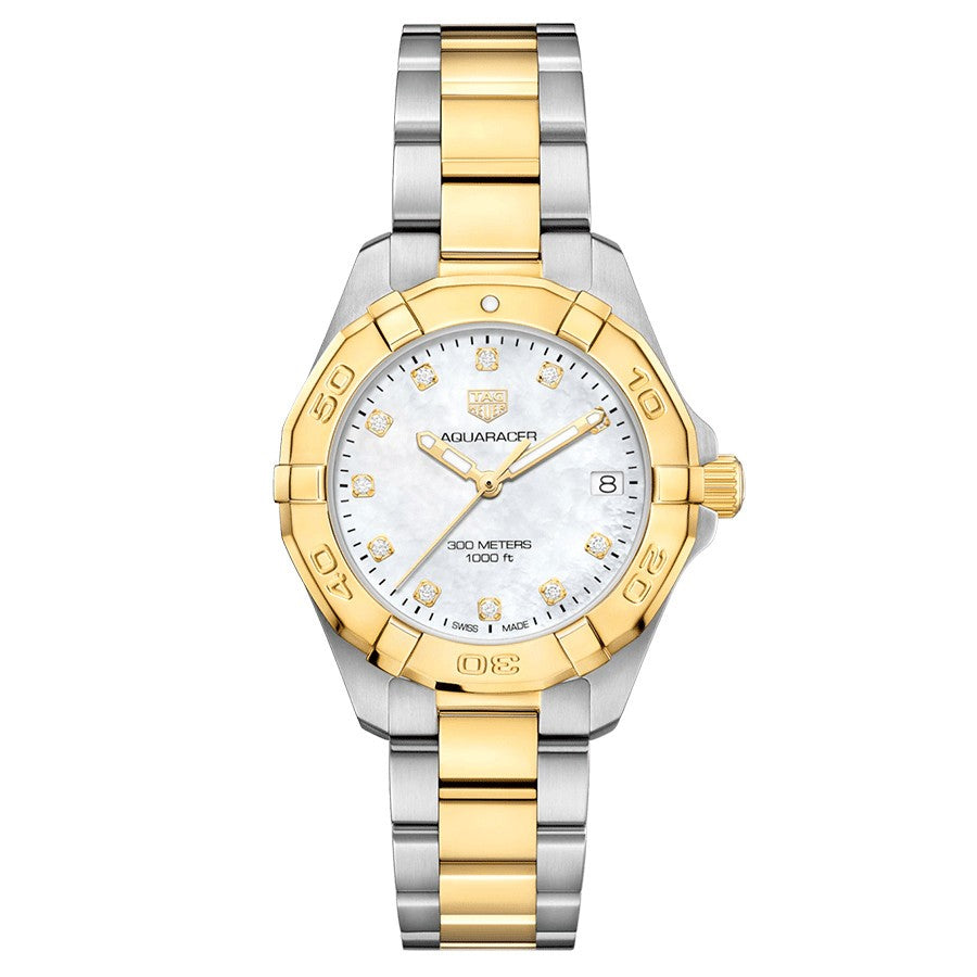 Tag Heuer Aquaracer White Mother of Pearl Dial Two Tone Steel Strap Watch for Women - WBD1322.BB0320 Buy Now By Tag Heuer