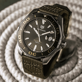 Tag Heuer Aquaracer Black Dial Khakhi Green NATO Strap Watch for Men - WAY101E.FC8222 Buy Now By Tag Heuer